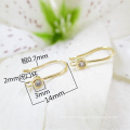 Y0105 Copper Material CZ Earrings Findings Gold Ear Wire Cubic Zircon Hanging Earring Hooks